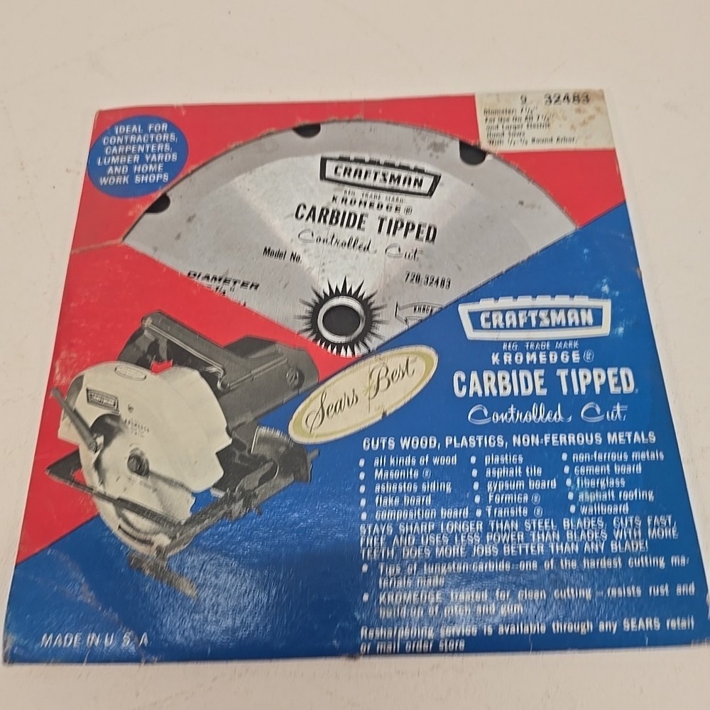 Sears Craftsman Kromedge Carbide Tipped Controlled Cut Blade 7 1/4 Inch #32483